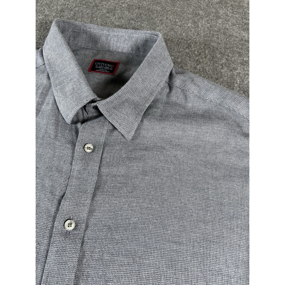 UNTUCKit Mens XXL Button Down Shirt Long Sleeve Gray Relaxed Fit Wrinkle Free